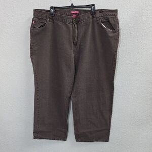 Woman Within Plus Faded.Brown Denim Straight Leg High Rise Jeans Curvy